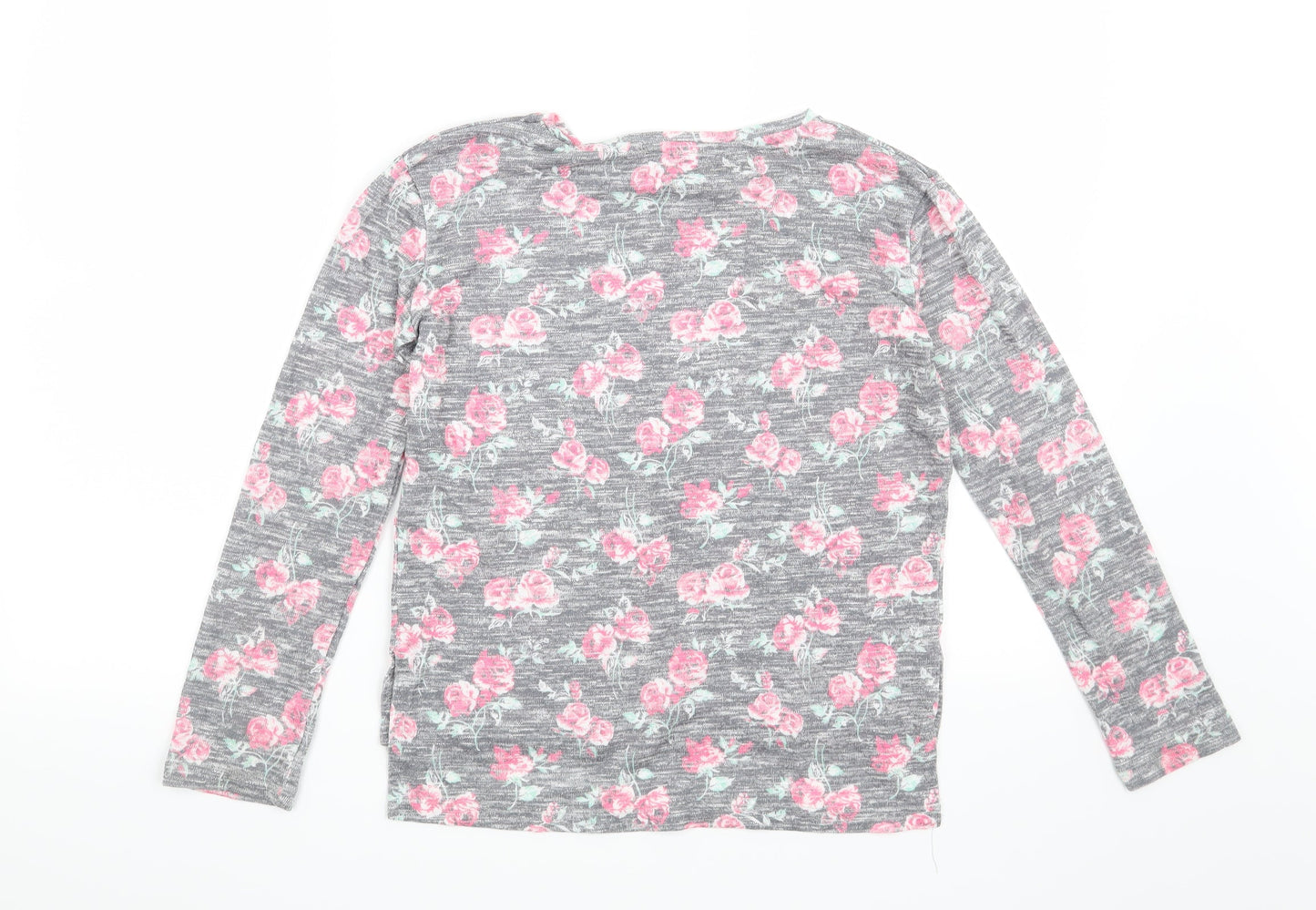 Primark Girls Grey Floral  Basic T-Shirt Size 12-13 Years  - Positive Vibes Always