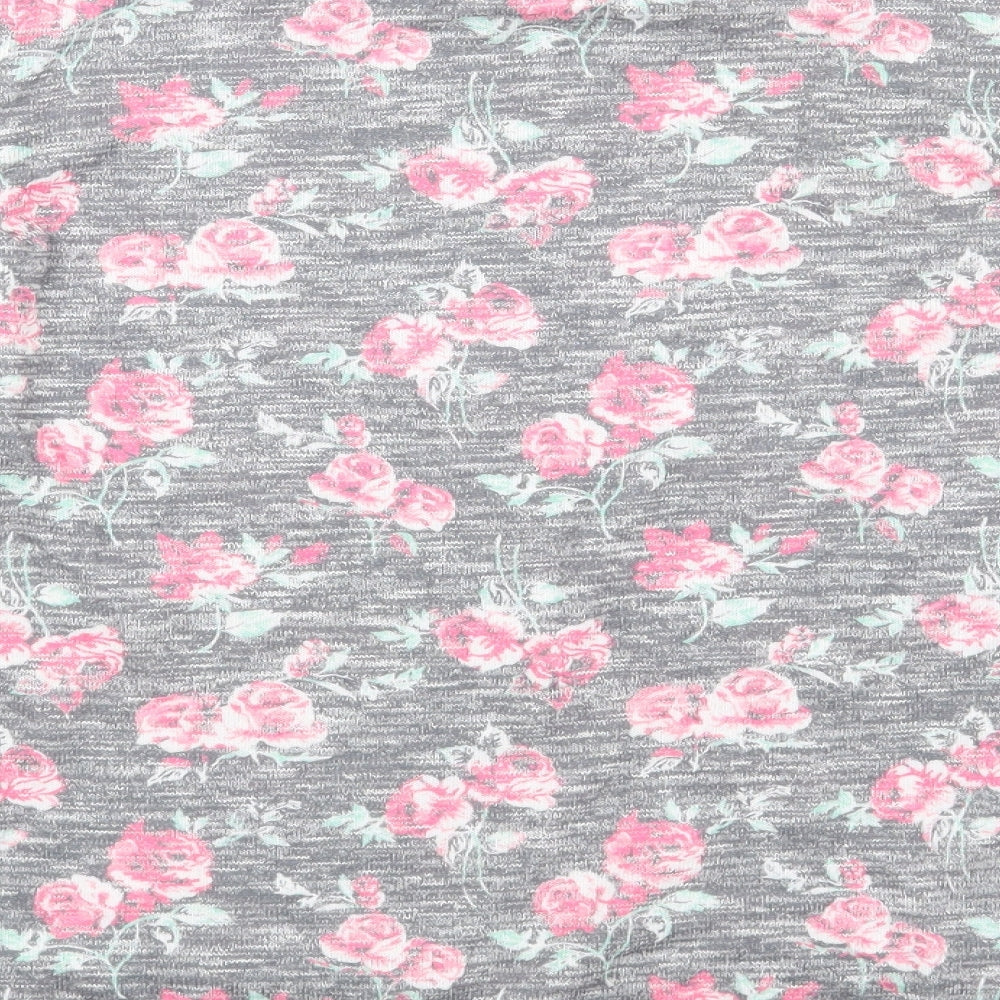 Primark Girls Grey Floral  Basic T-Shirt Size 12-13 Years  - Positive Vibes Always