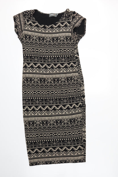 Apricot Womens Black Geometric  Bodycon  Size M