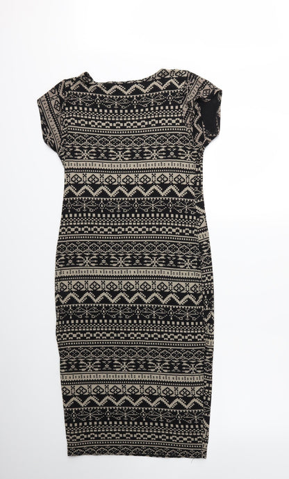Apricot Womens Black Geometric  Bodycon  Size M