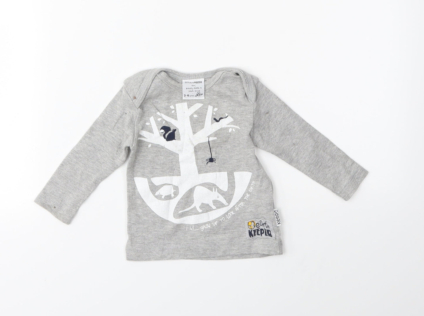 Preworn Baby Grey   Basic T-Shirt Size 3-6 Months