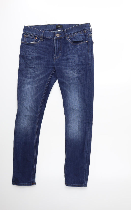 Mens UK Size  River Island Regular Fit Skinny Blue Jeans