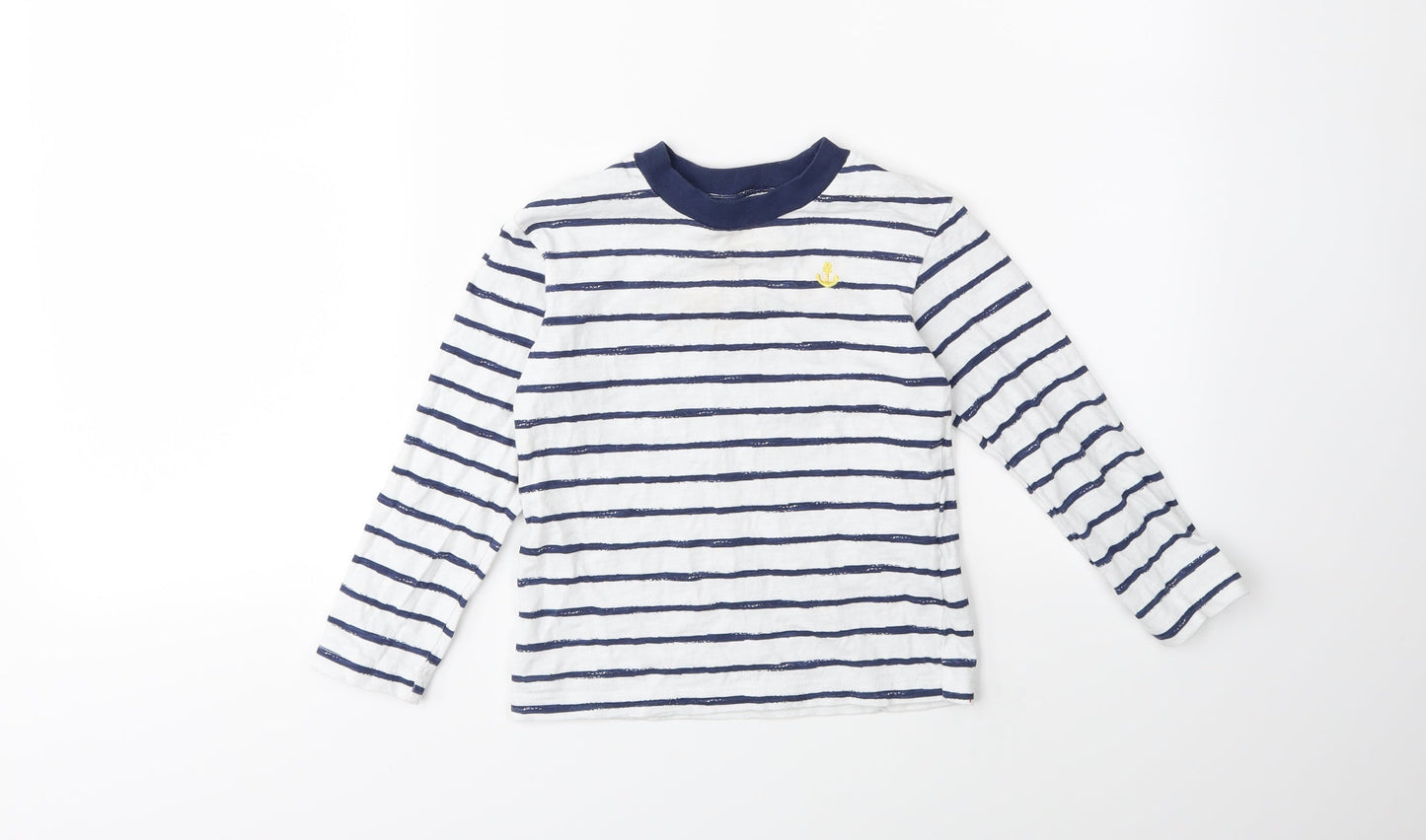 Little Me Boys White Striped  Basic T-Shirt Size 4 Years