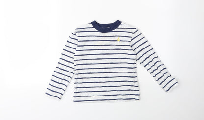 Little Me Boys White Striped  Basic T-Shirt Size 4 Years