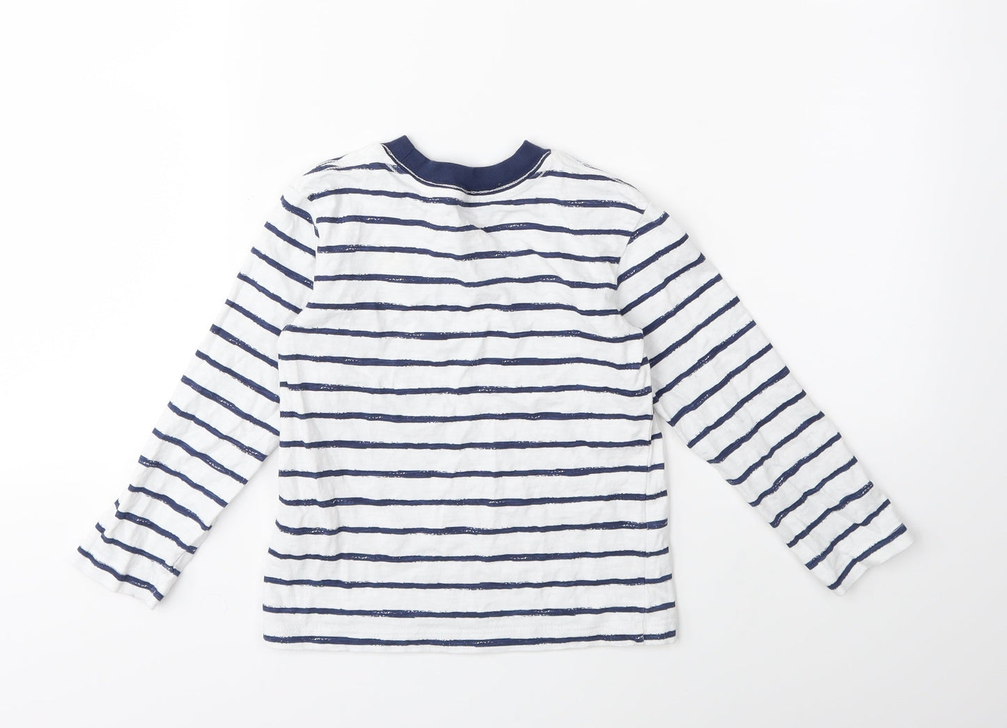 Little Me Boys White Striped  Basic T-Shirt Size 4 Years