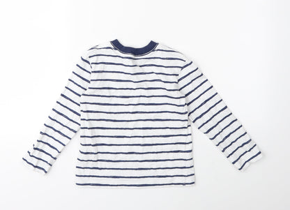 Little Me Boys White Striped  Basic T-Shirt Size 4 Years