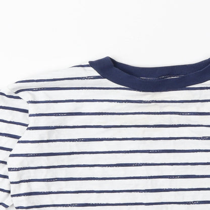 Little Me Boys White Striped  Basic T-Shirt Size 4 Years