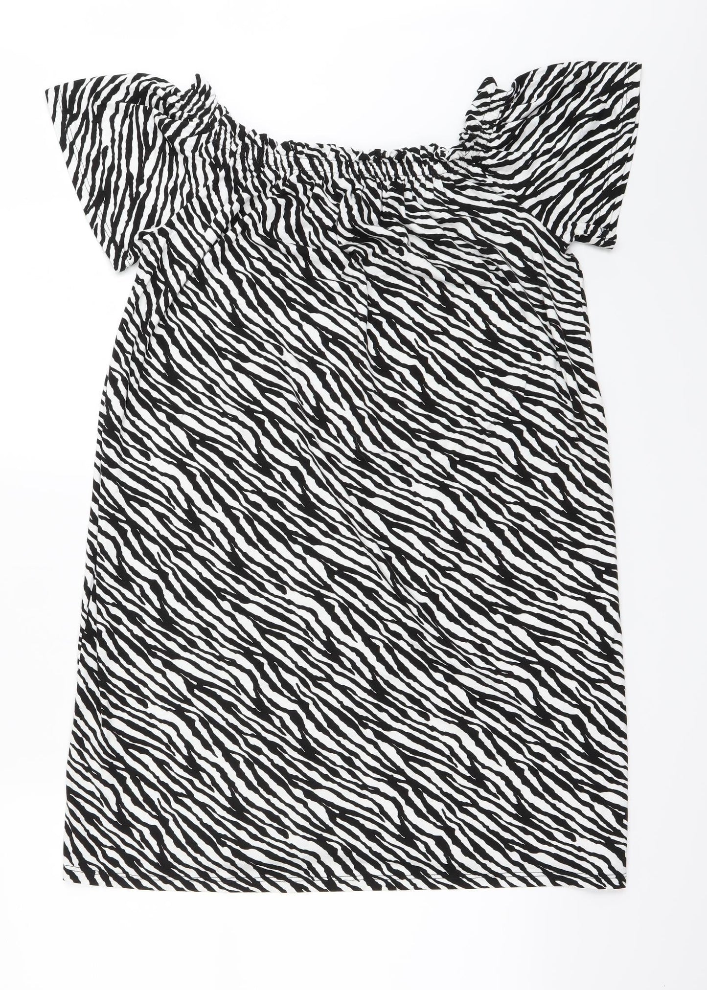 George Womens White Animal Print  A-Line  Size M