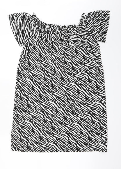 George Womens White Animal Print  A-Line  Size M