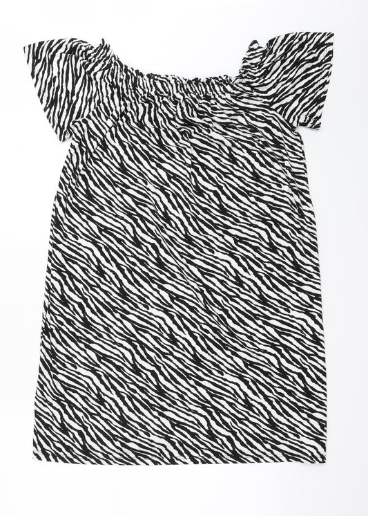 George Womens White Animal Print  A-Line  Size M