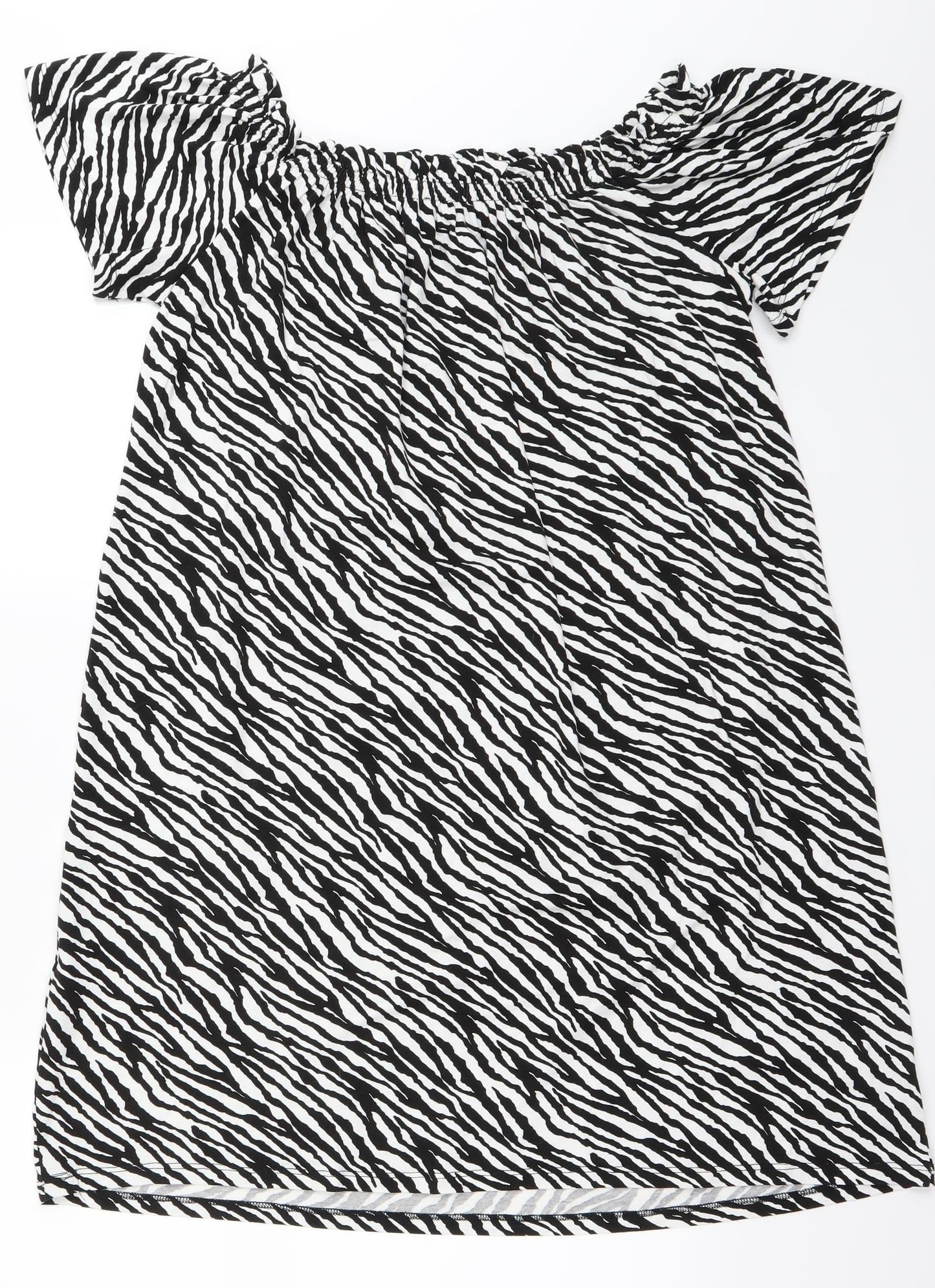 George Womens White Animal Print  A-Line  Size M