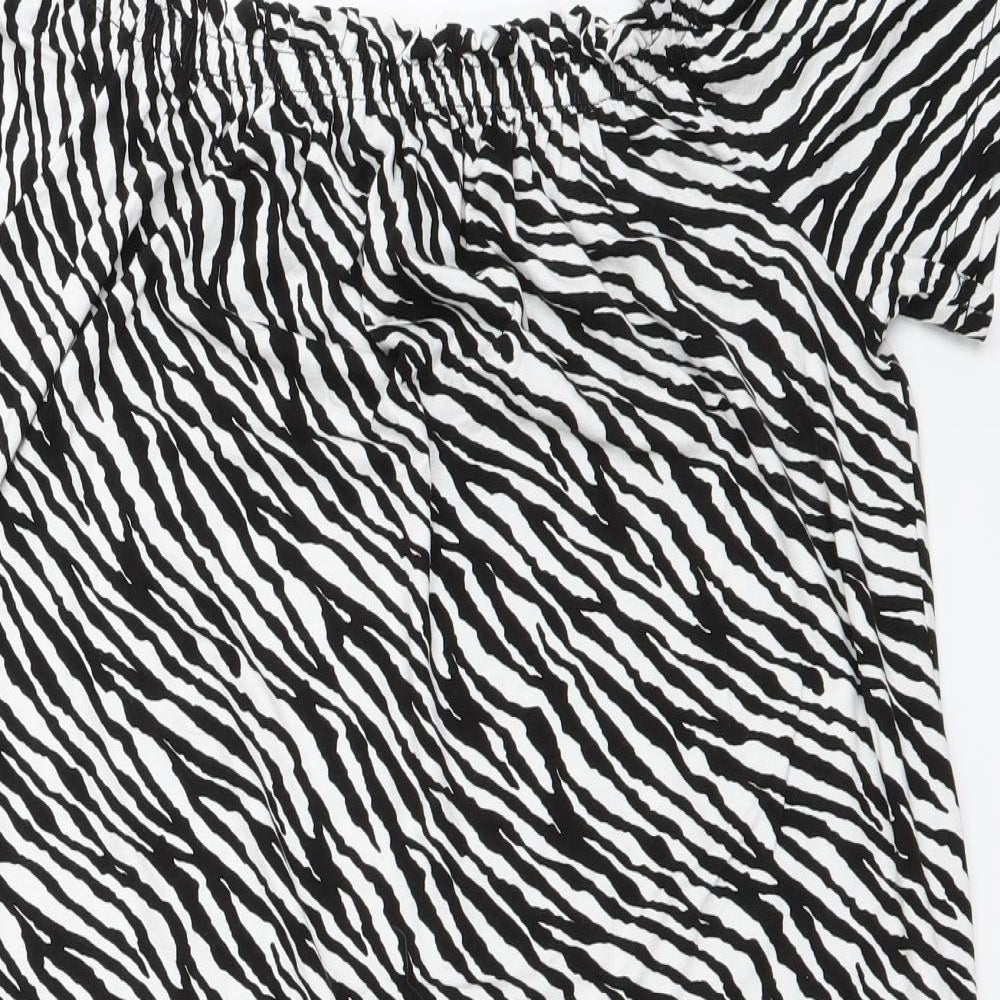 George Womens White Animal Print  A-Line  Size M