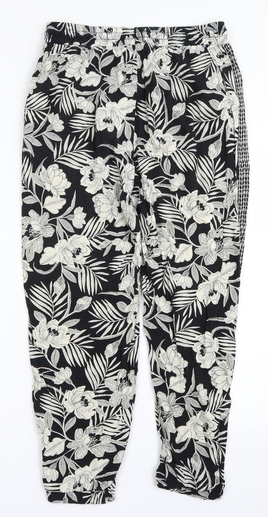Newlook  Womens Black Floral  Dress Pants Trousers Size 14 L26 in
