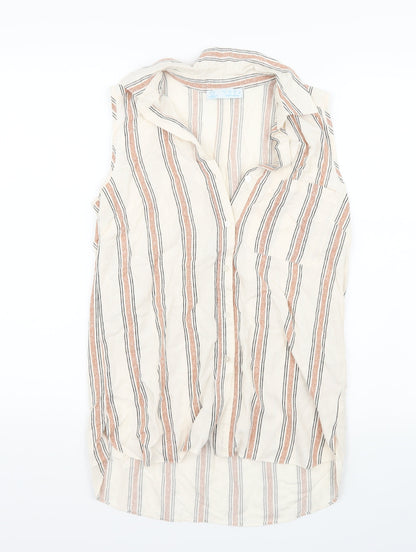 Primark Womens White Striped  Basic Button-Up Size 8