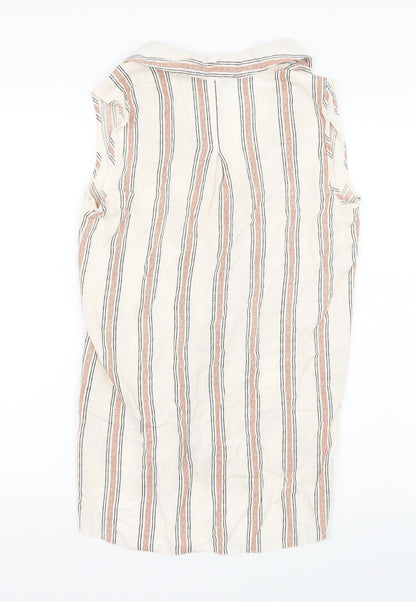 Primark Womens White Striped  Basic Button-Up Size 8