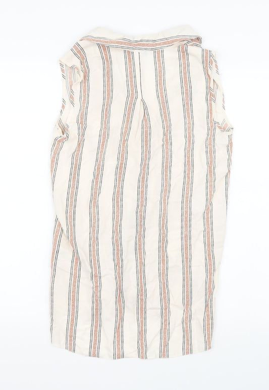 Primark Womens White Striped  Basic Button-Up Size 8