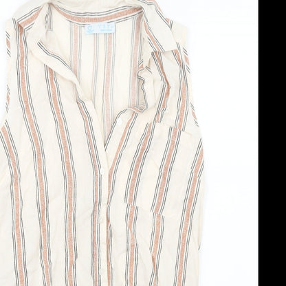Primark Womens White Striped  Basic Button-Up Size 8