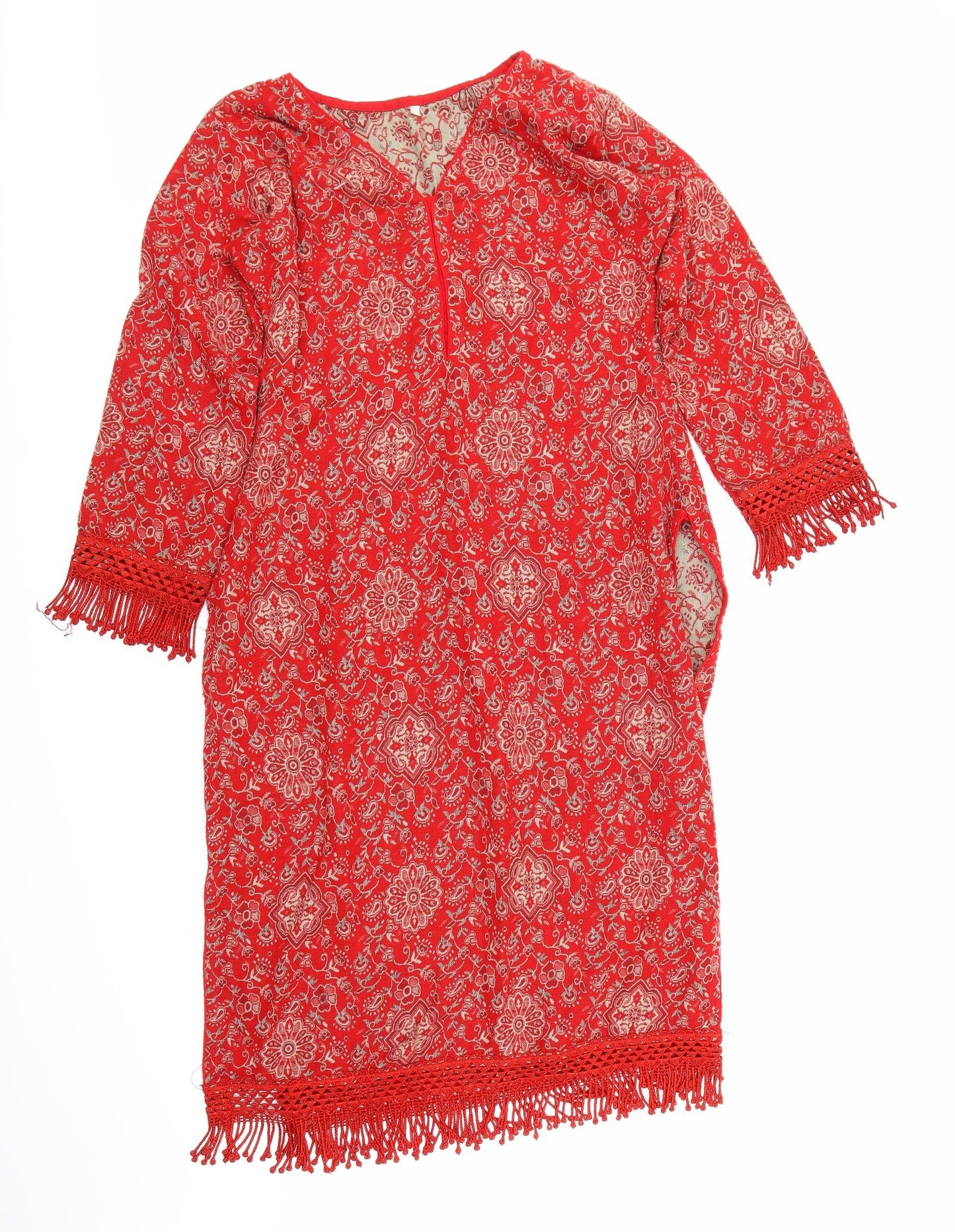 Preworn Womens Red Floral Knit Pullover Jumper Size S