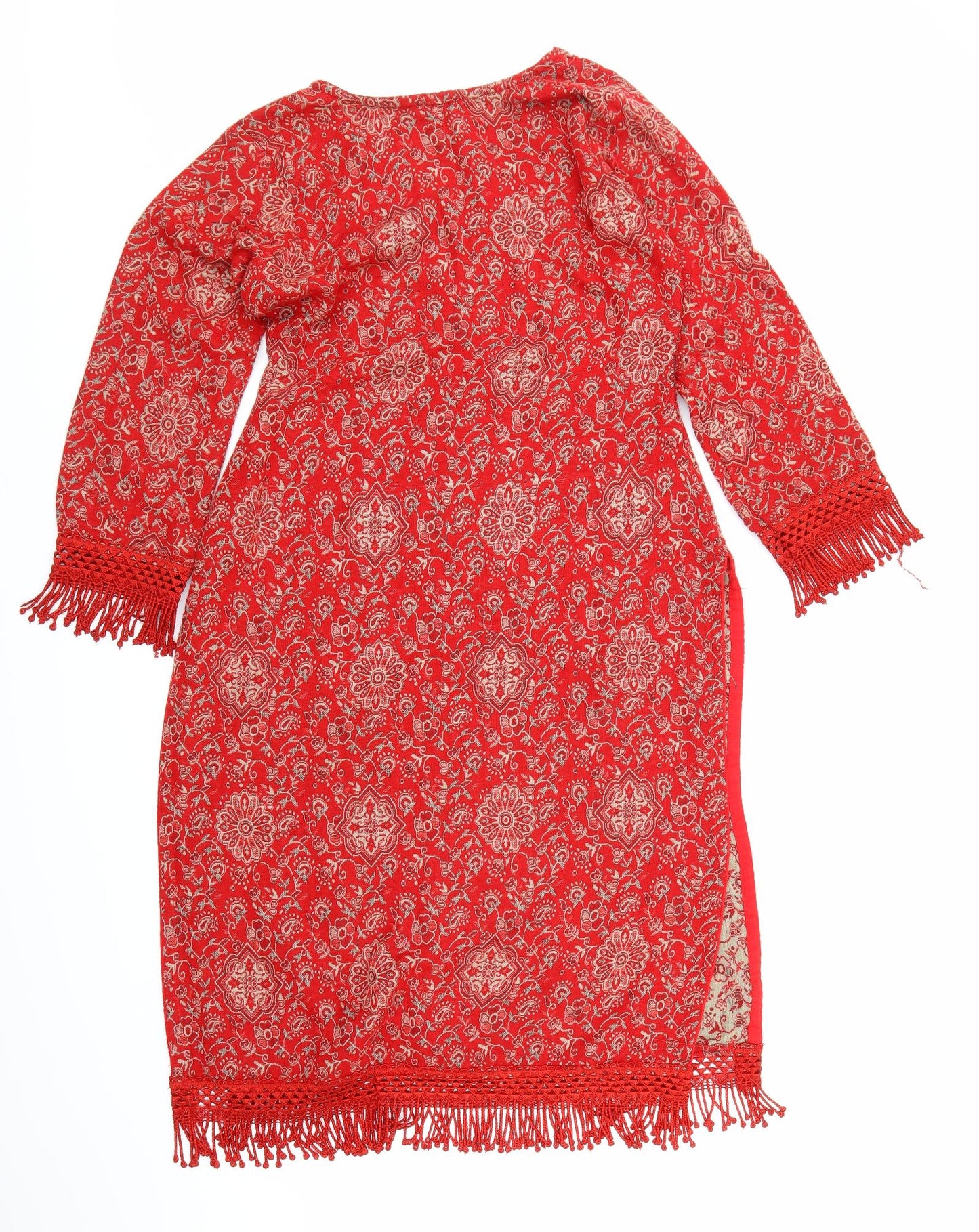 Preworn Womens Red Floral Knit Pullover Jumper Size S