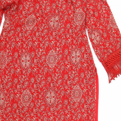 Preworn Womens Red Floral Knit Pullover Jumper Size S