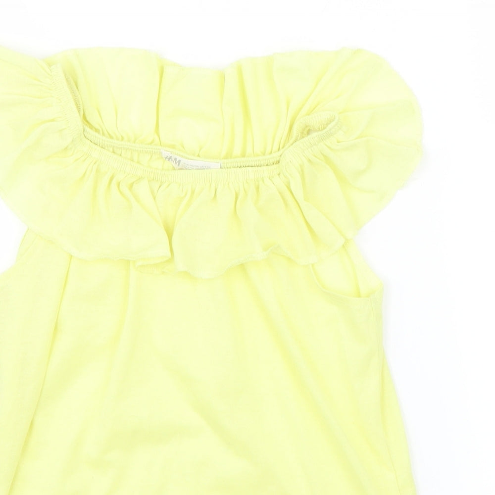H&M Girls Yellow   Basic T-Shirt Size 5-6 Years