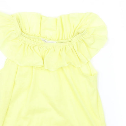 H&M Girls Yellow   Basic T-Shirt Size 5-6 Years