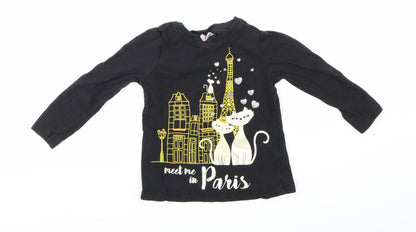 Girls UK Size 18-24 Months So Cute Black Basic T-Shirt