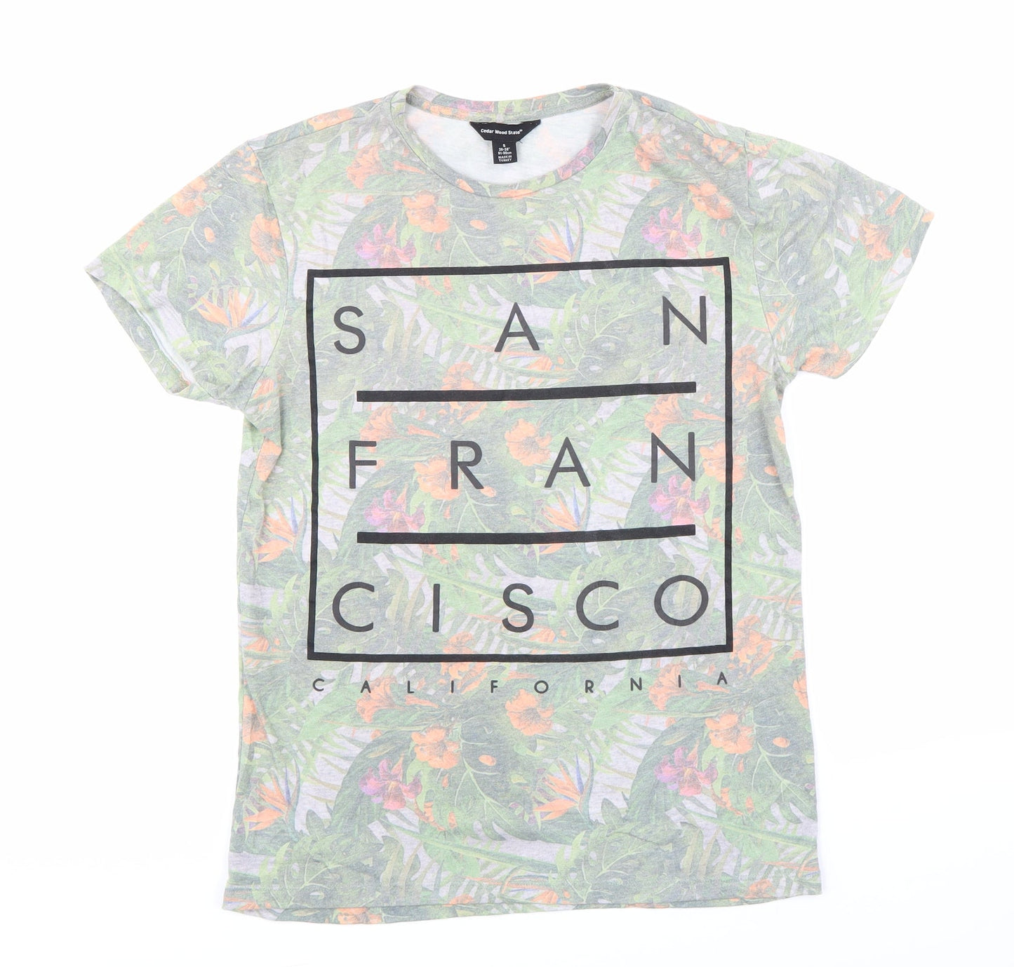Mens UK Size S Cedar Wood State Green  T-Shirt