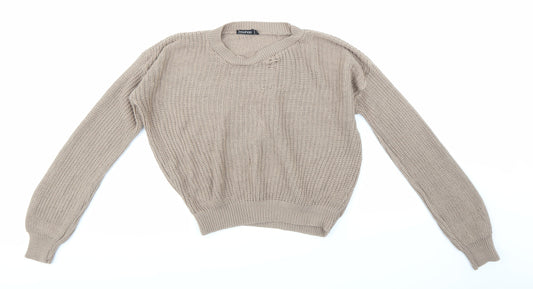 Womens UK Size M Boohoo Brown Pullover Jumper