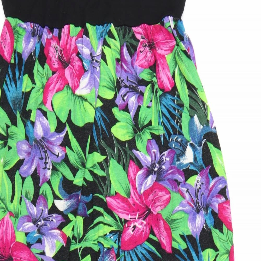 F&F Womens Black Floral  A-Line  Size 12