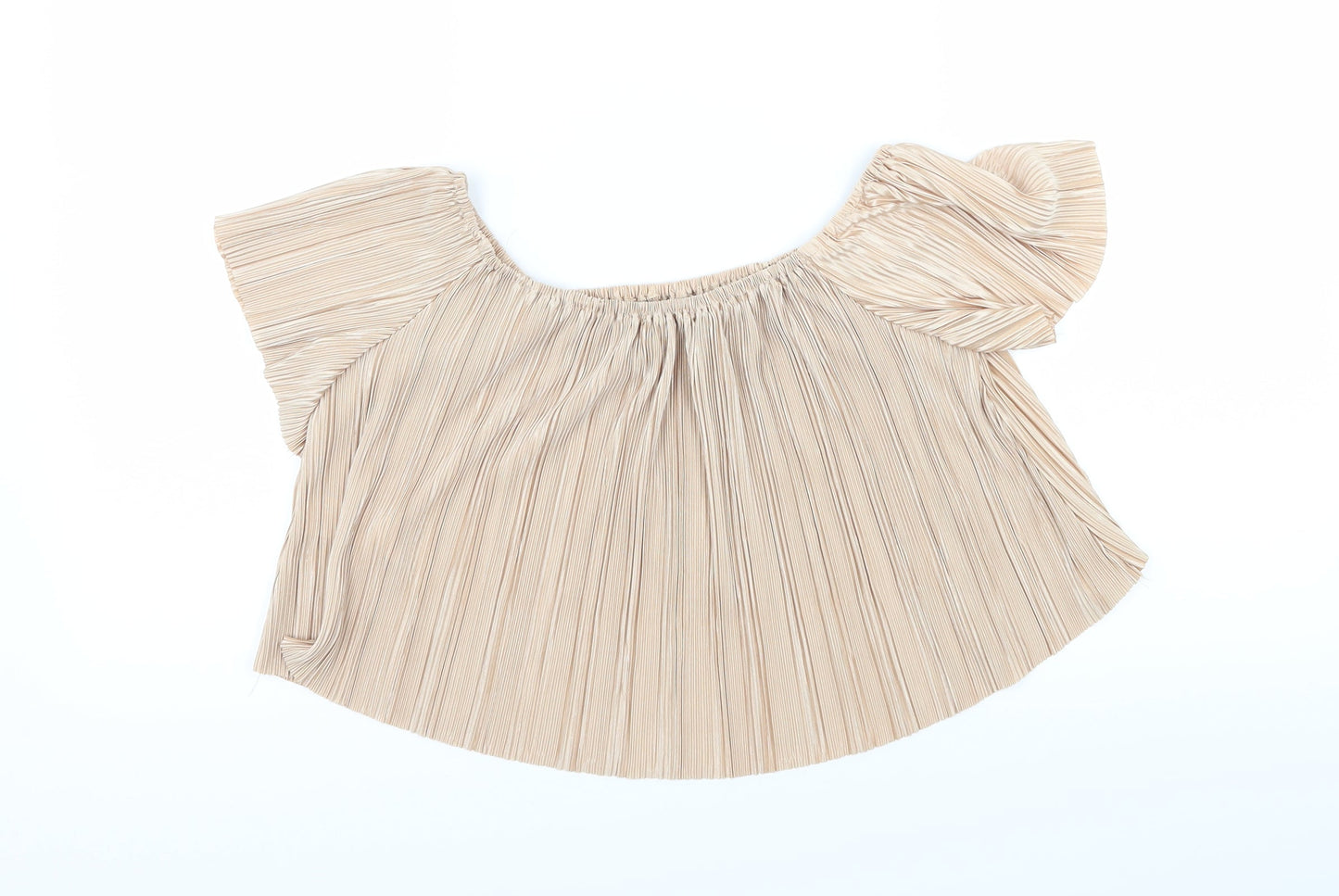 Missguided Womens Beige   Basic Blouse Size 6  - Fine Pleated