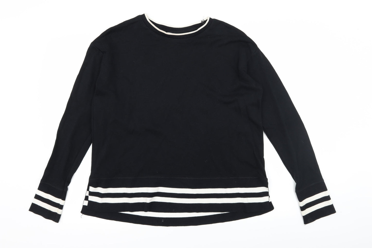 H&M Womens Black Striped Jersey Pullover Sweatshirt Size S