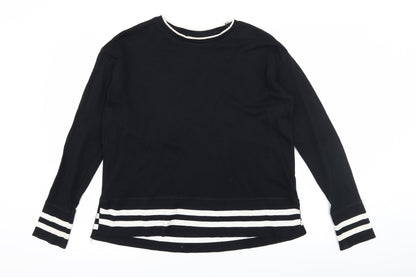 H&M Womens Black Striped Jersey Pullover Sweatshirt Size S