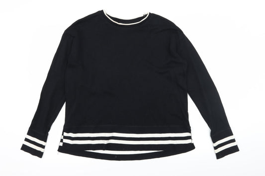 H&M Womens Black Striped Jersey Pullover Sweatshirt Size S