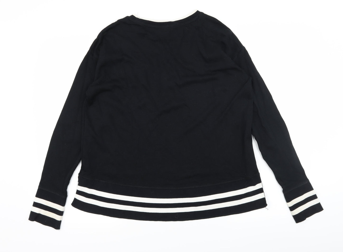 H&M Womens Black Striped Jersey Pullover Sweatshirt Size S
