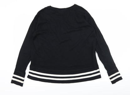 H&M Womens Black Striped Jersey Pullover Sweatshirt Size S