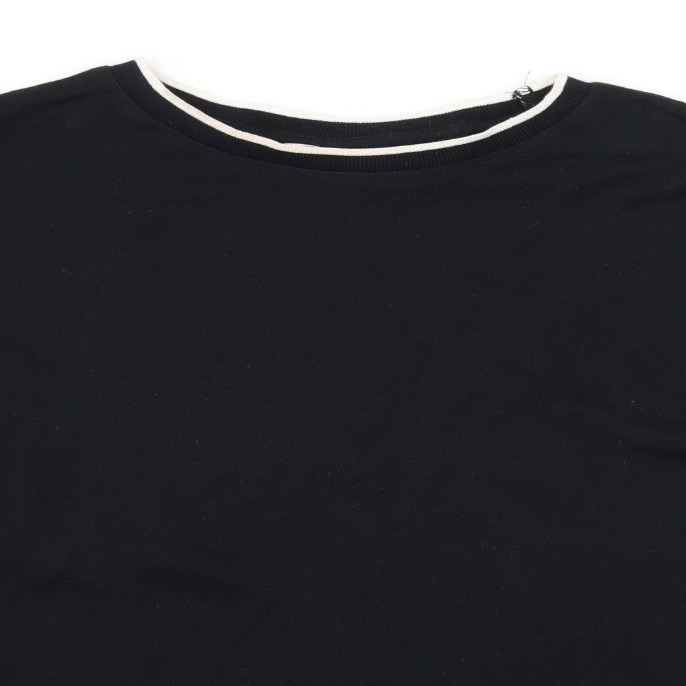 H&M Womens Black Striped Jersey Pullover Sweatshirt Size S