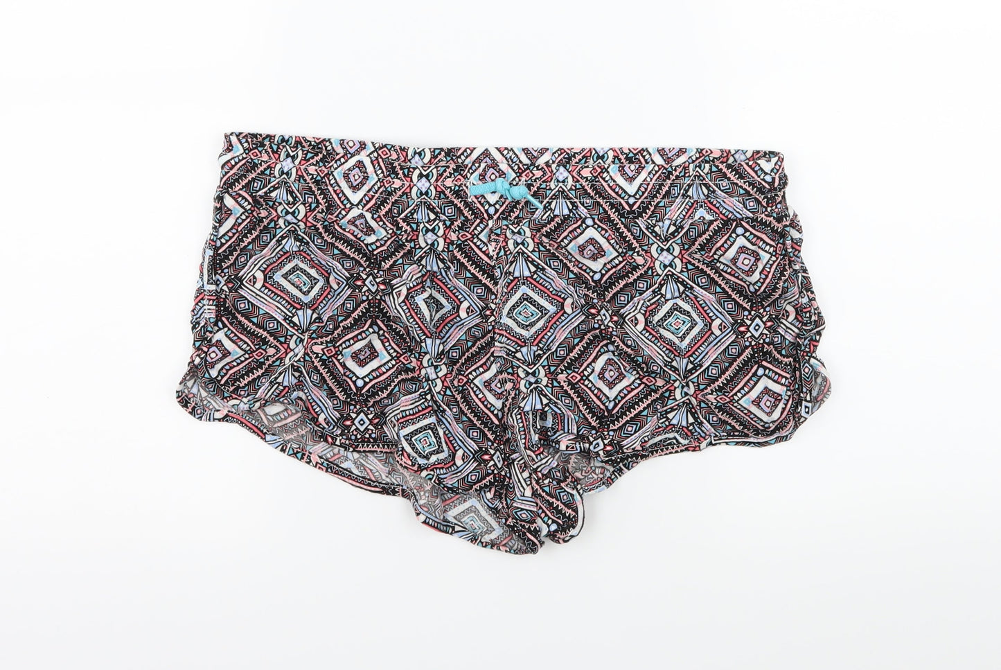 Denim & Co. Womens Multicoloured Geometric  Hot Pants Shorts Size 14