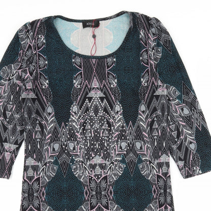 Klass Womens Multicoloured Geometric Jersey A-Line  Size S