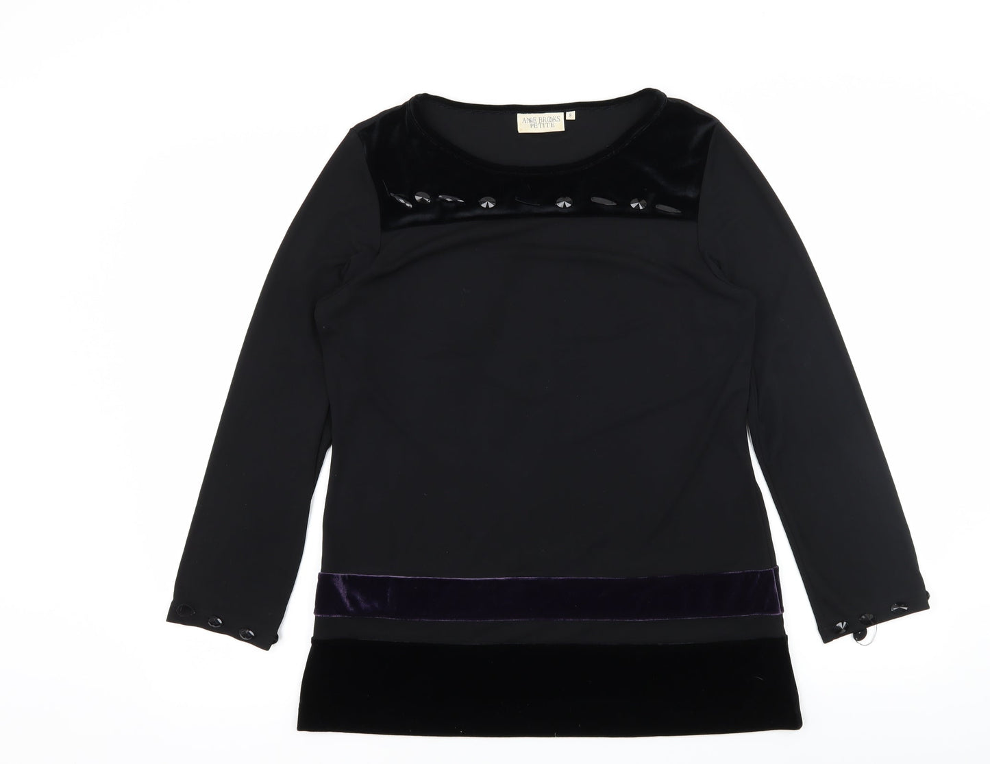 Anne Brooks Womens Black   Basic T-Shirt Size 8