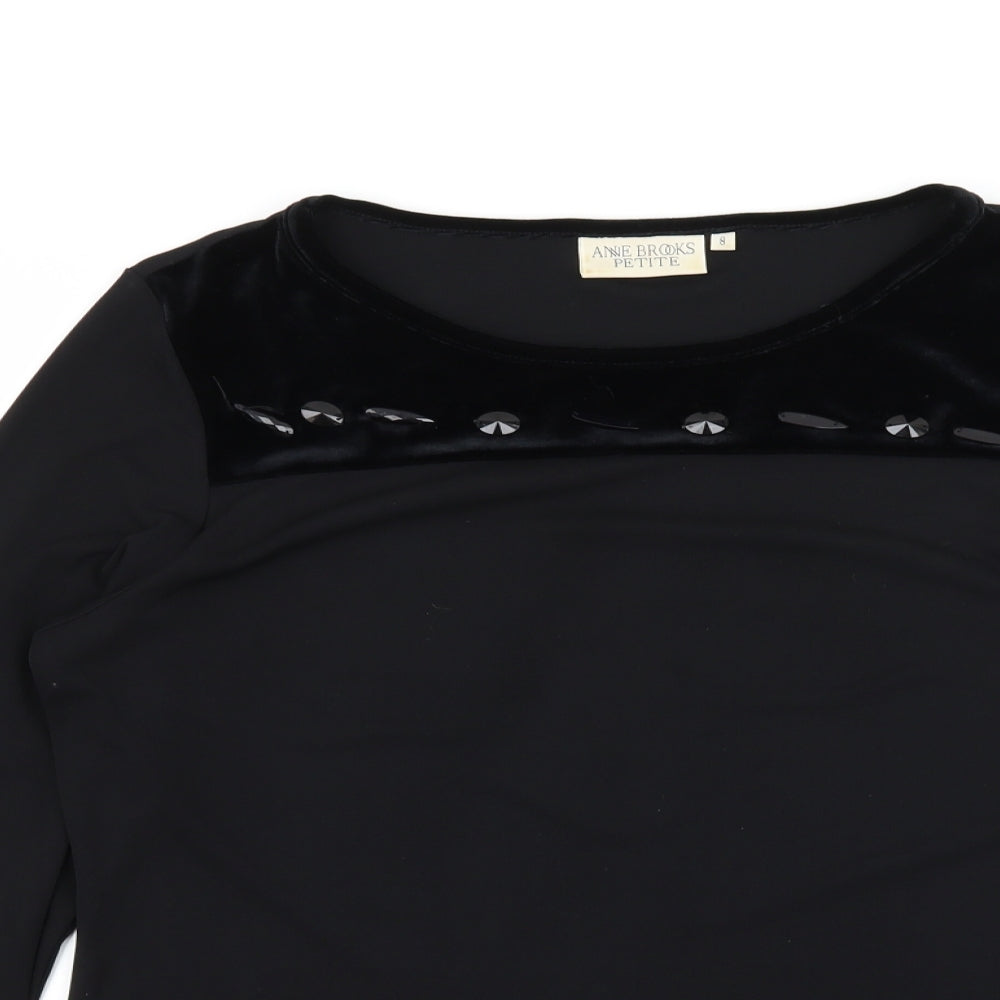 Anne Brooks Womens Black   Basic T-Shirt Size 8
