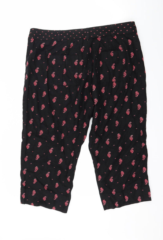 NEXT Womens Black Floral  Cropped Trousers Size 38 L21 in