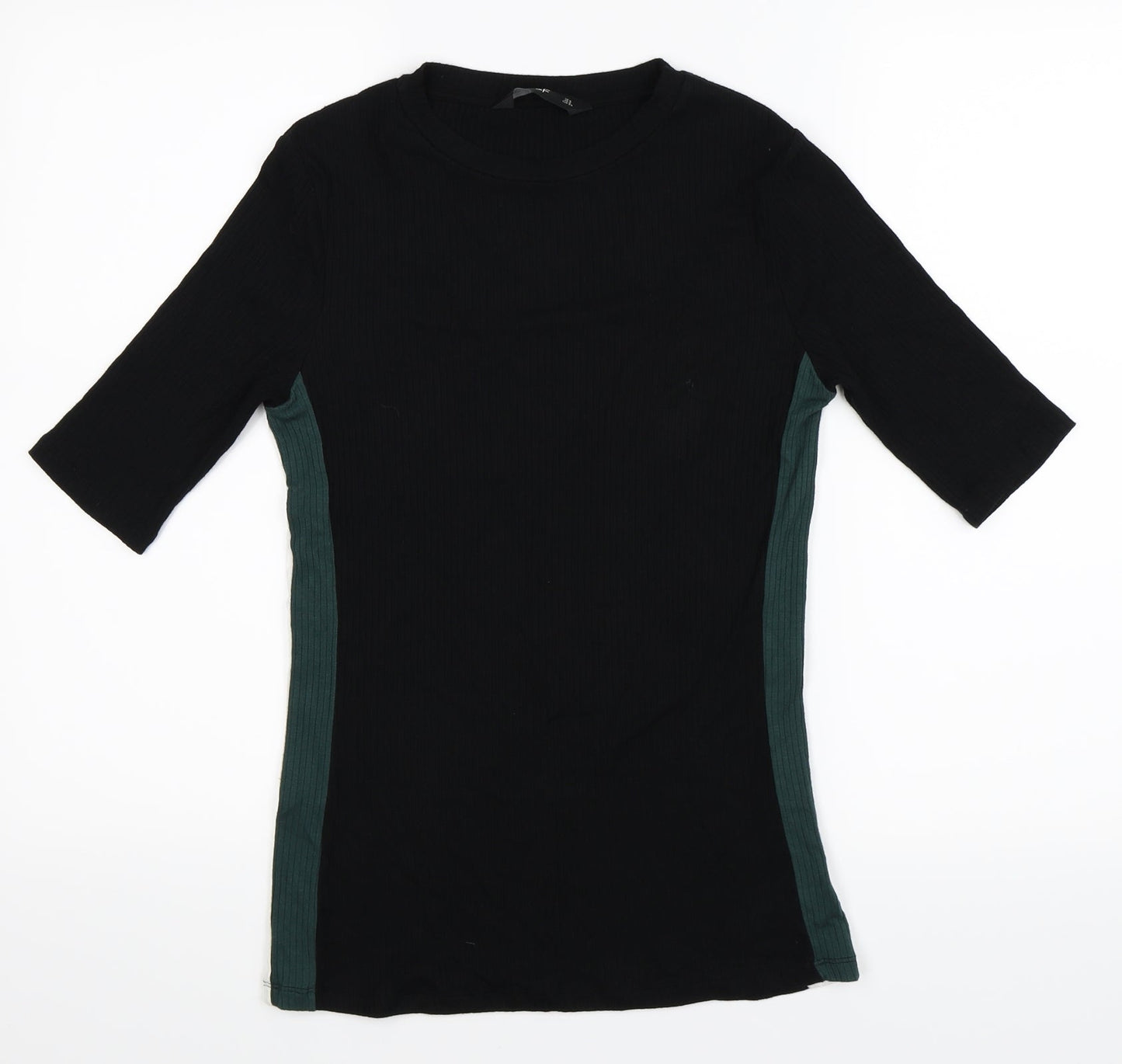 F&F Womens Black Striped  Basic T-Shirt Size 6