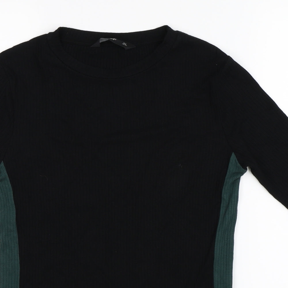 F&F Womens Black Striped  Basic T-Shirt Size 6