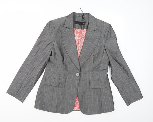 NEXT Womens Grey Striped Rayon Jacket Suit Jacket Size 12