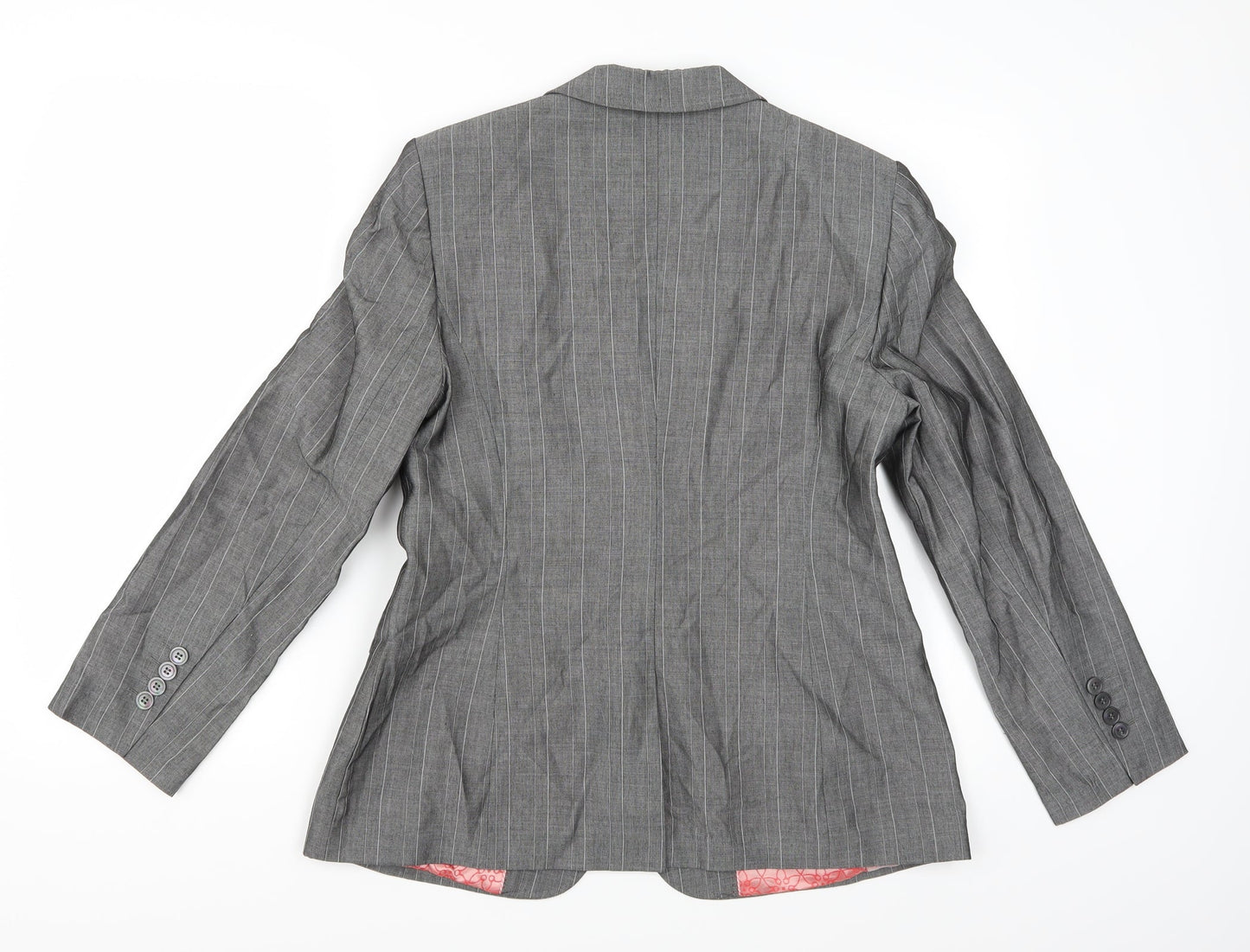 NEXT Womens Grey Striped Rayon Jacket Suit Jacket Size 12