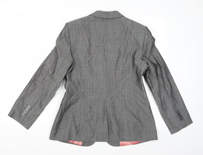 NEXT Womens Grey Striped Rayon Jacket Suit Jacket Size 12