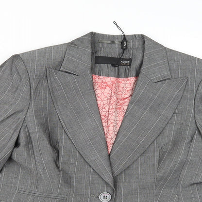 NEXT Womens Grey Striped Rayon Jacket Suit Jacket Size 12