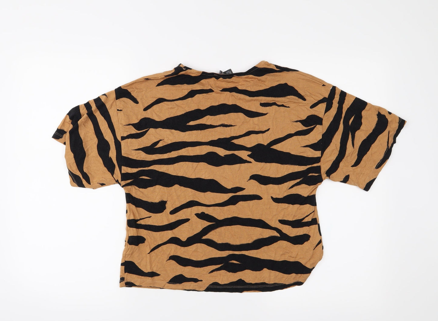 Primark Womens Orange Animal Print  Basic T-Shirt Size 4