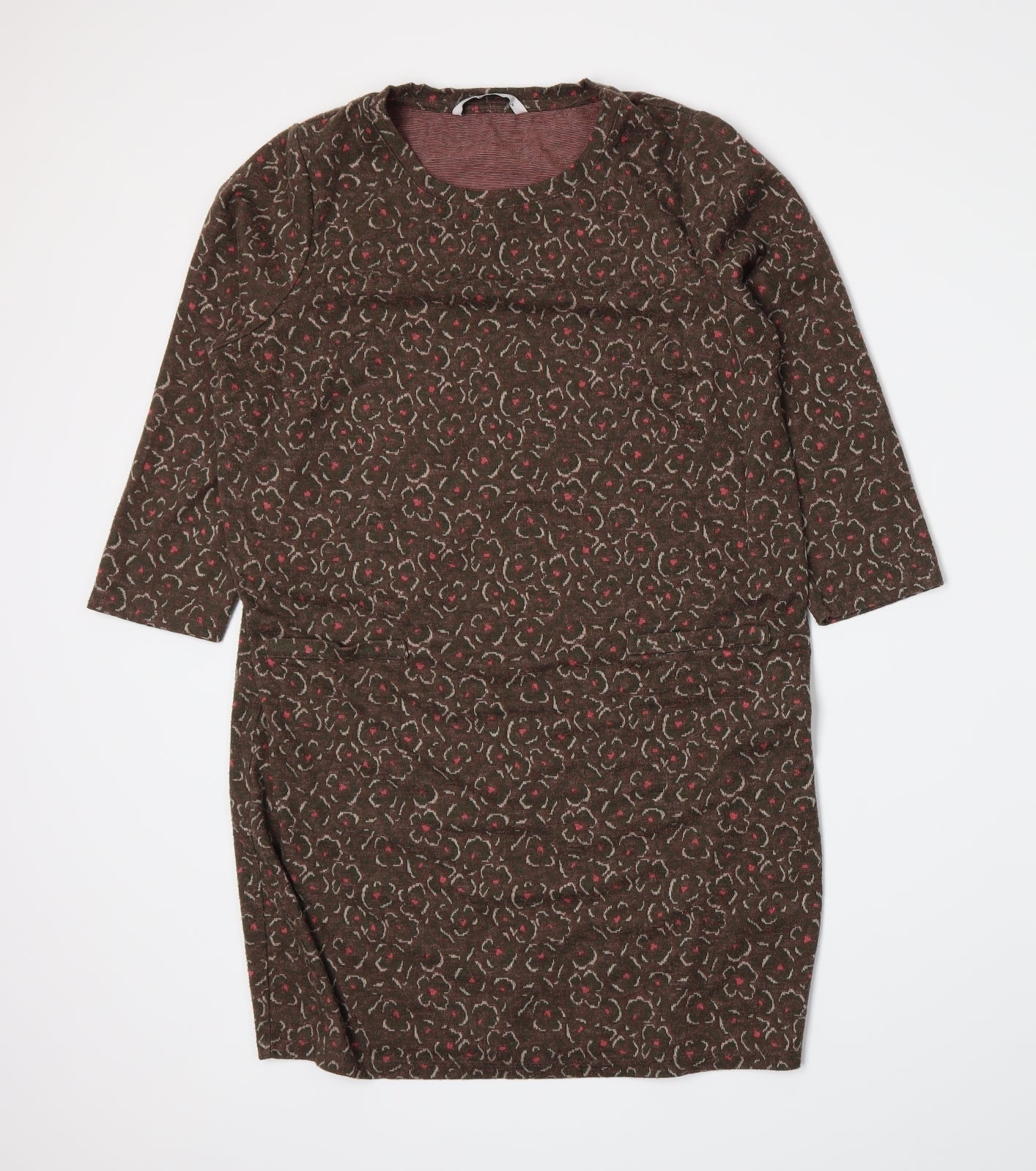 TU Womens Brown Floral Jersey A-Line  Size 14